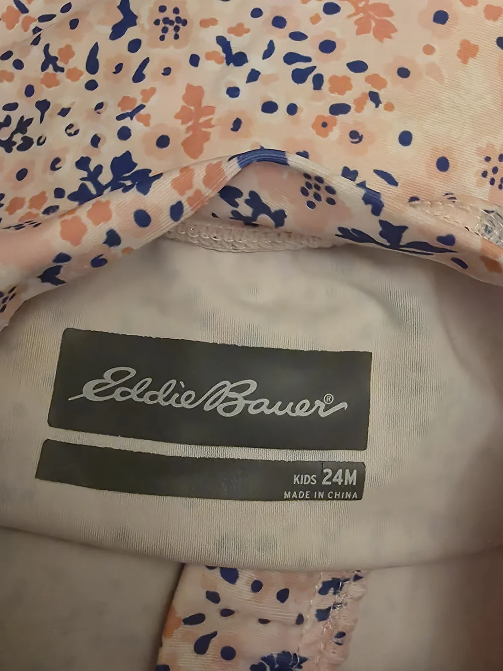 Eddie Bauer Pink and Navy Floral Kids Swim Rashguard